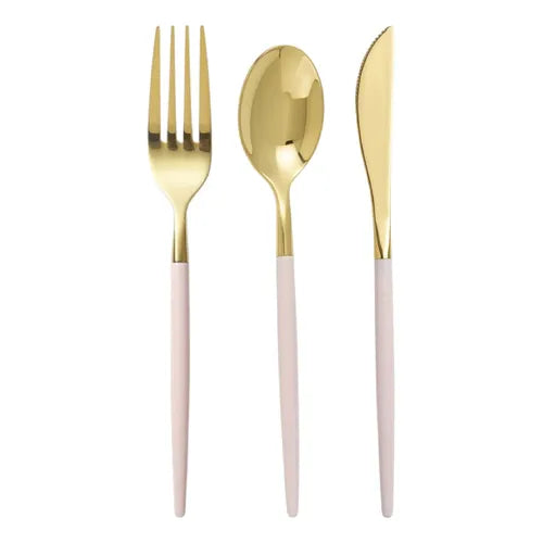 SET CUBIERTOS GOLD & PINK 32 PZ