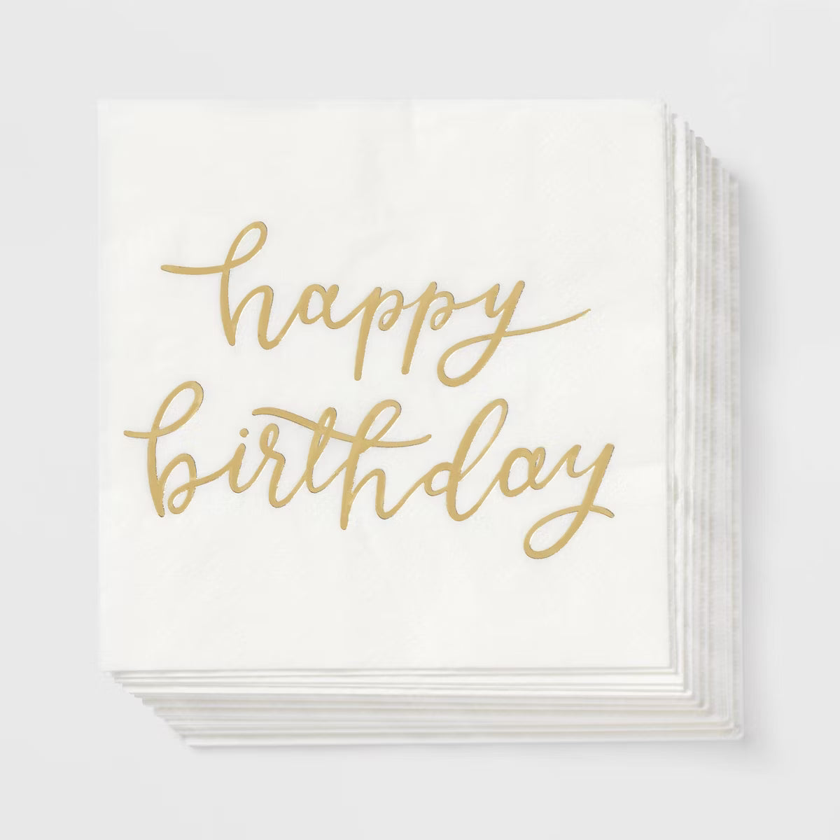 HAPPYBDAY WITHE AND GOLD NAPKIN