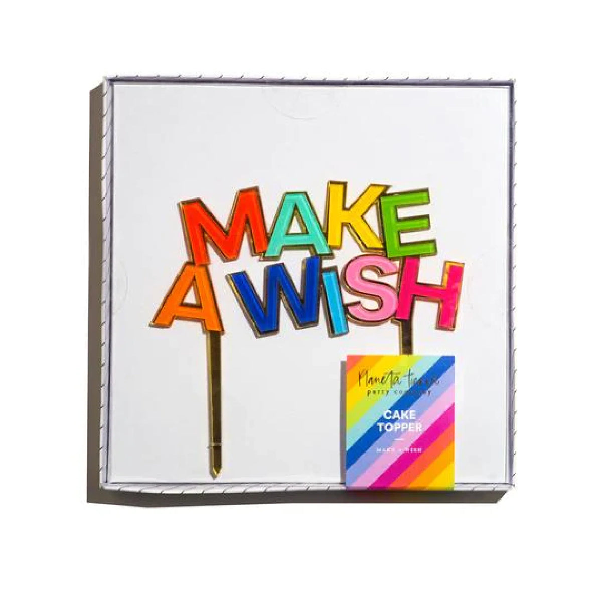 CAKE TOPPER "MAKE A WISH” GOLD/RAINBOW