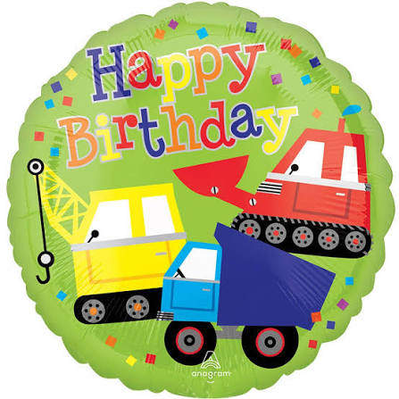 HAPPY BIRTHDAY CAMIONES CONSTRUCCION 18"