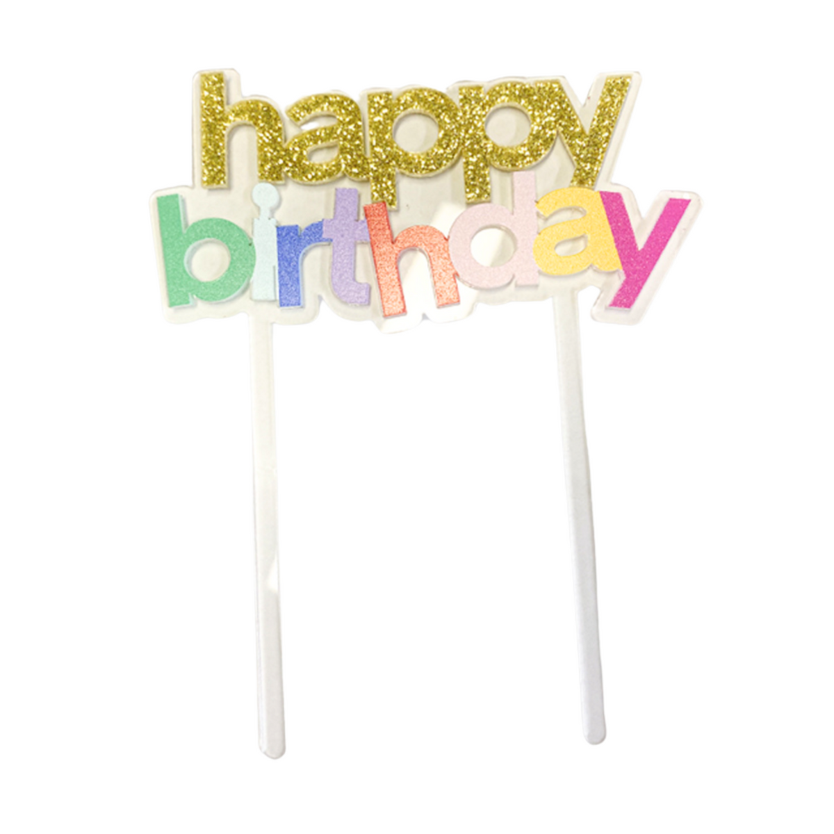 CAKE TOPPER HAPPYBDAY GLITTER + COLORS
