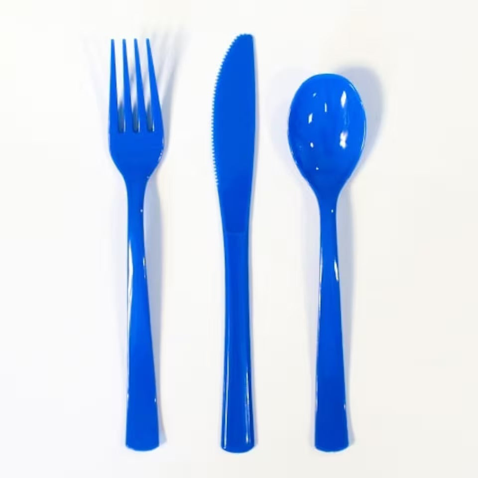 SET CUBIERTOS AZULES 24 PZ