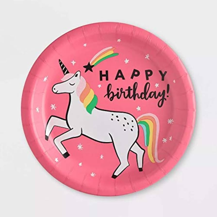 PLATOS HBDAY UNICORNIO ROSA