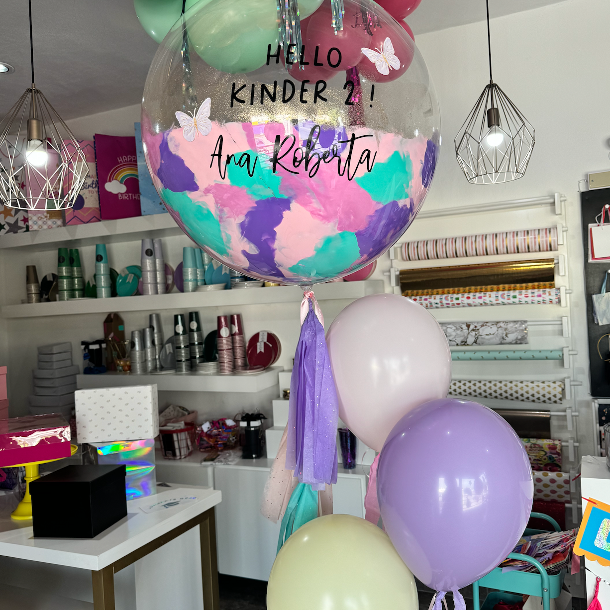 BURBUJA GRAD PINK MARIPOSAS + 3 LATEX