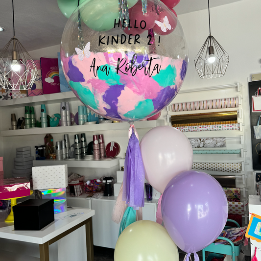 BURBUJA GRAD PINK MARIPOSAS + 3 LATEX