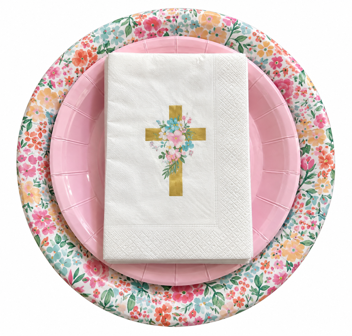 SET PLATOS Y SERVILLETAS CRUZ
