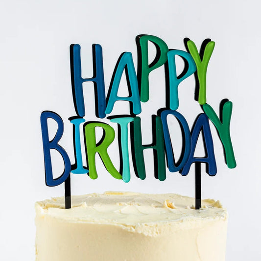 CAKE TOPPER "HBDAY” NEGRO/AZUL