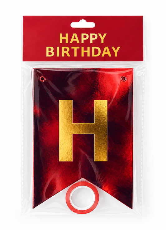BANNER HBDAY METALLIC RED