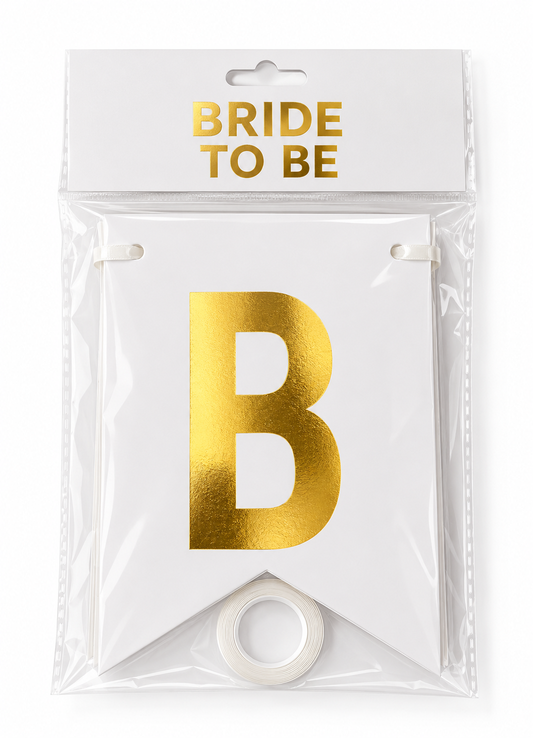 BANNER BRIDE TO BE WHITE & GOLD