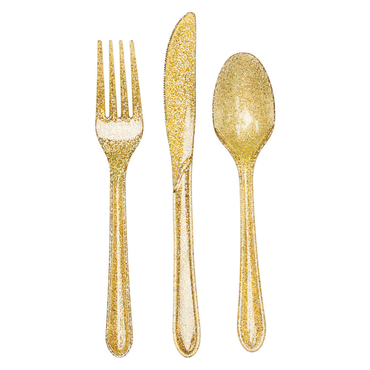 SET CUBIERTOS DORADOS CON BRILLOS 48PZ